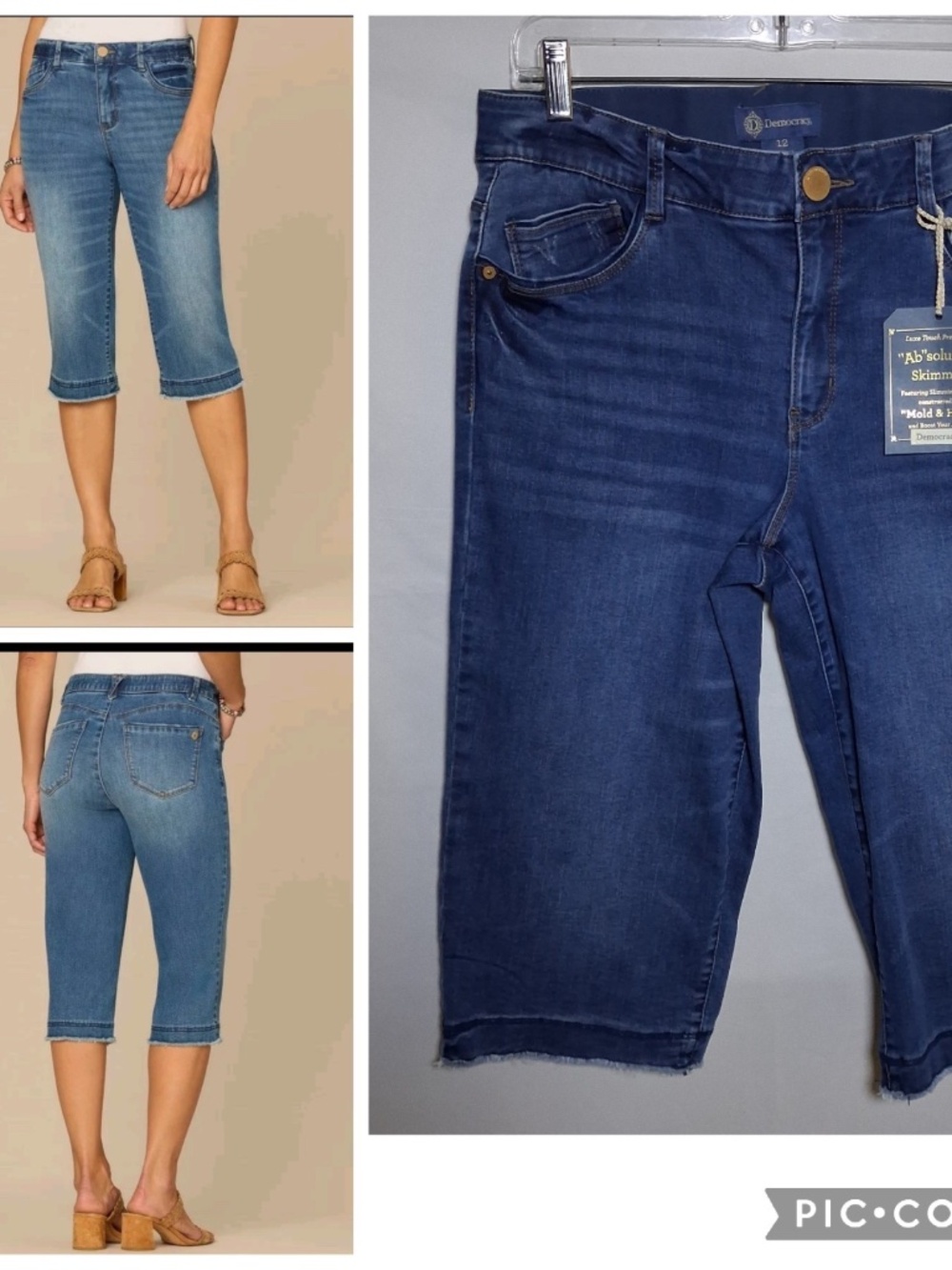 New Democracy Absolution Mid Rise Mid Blue Artisanal Fray Hem Skimmer Jeans 12
